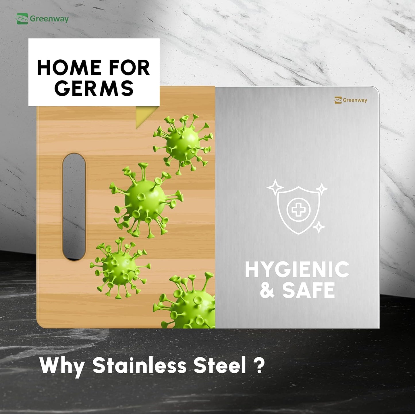 Greenway Stainless Steel Chopping Board with Kitchen Lip 41 x 31 cm Food Grade Cutting Board Heavy Duty Non Slip Rust Resistant Easy to Clean Durable Metal Cutting Surface for Kitchen Cooking