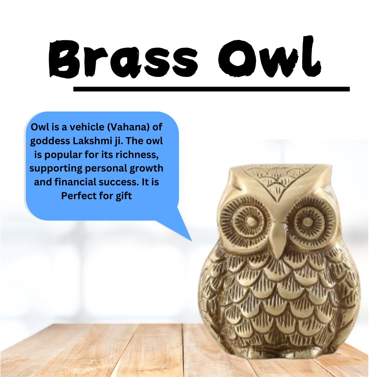 Brass Vaastu Owl | Size - 3.5 Inch (Approx) | Weight - 650 G (Approx) | Home Decor | Feng Shui | Vastu Shastra Remedies | Owl Statue for Good Luck