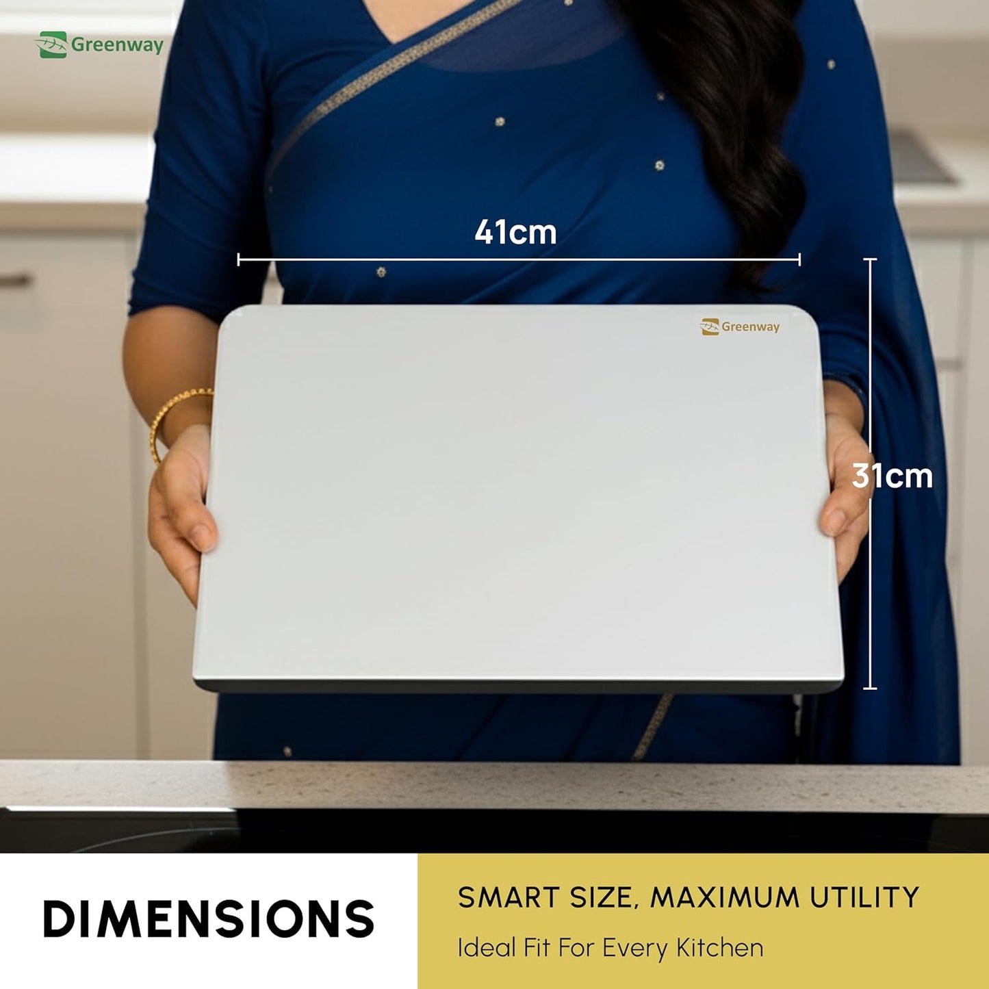 Greenway Stainless Steel Chopping Board with Kitchen Lip 41 x 31 cm Food Grade Cutting Board Heavy Duty Non Slip Rust Resistant Easy to Clean Durable Metal Cutting Surface for Kitchen Cooking