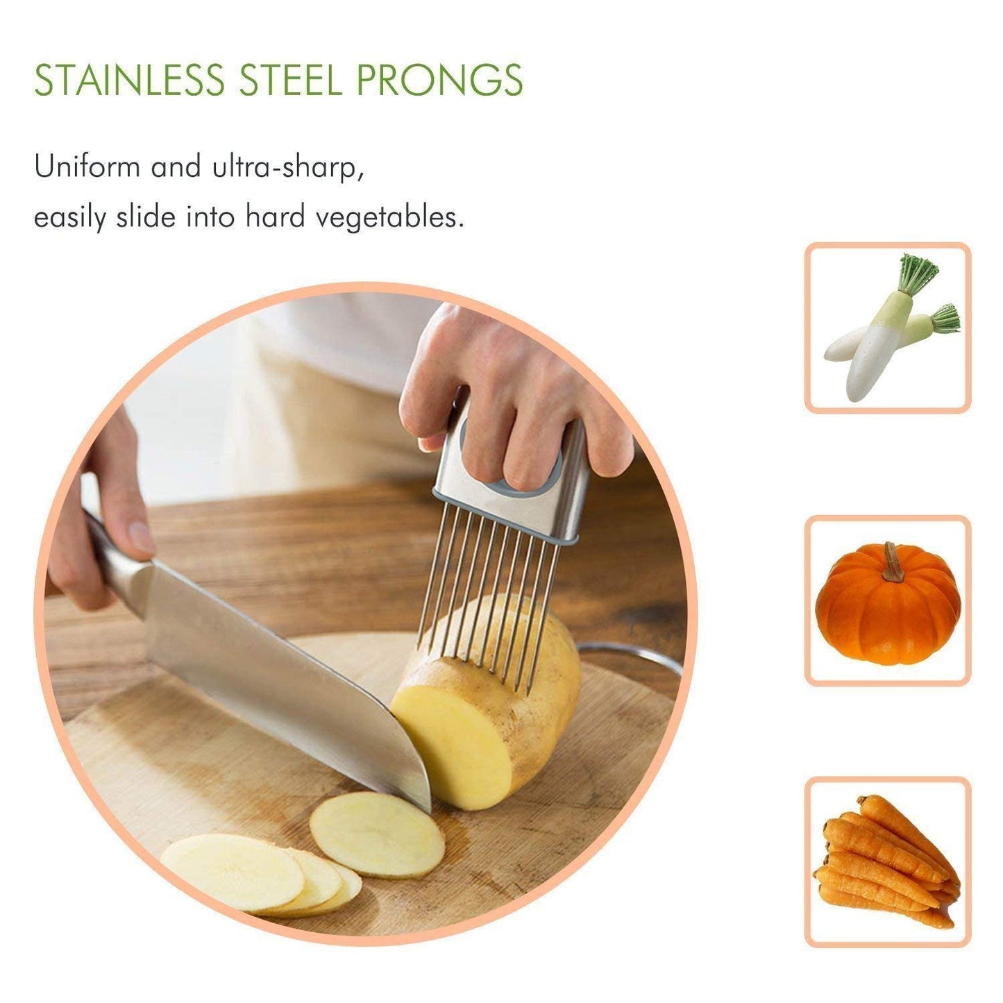 P-Plus International odour eliminator Stainless Steel Tomato Onion Holder Vegetable Potato Cutter Slicer tools Cutter Kitchen Gadgets for Slicing