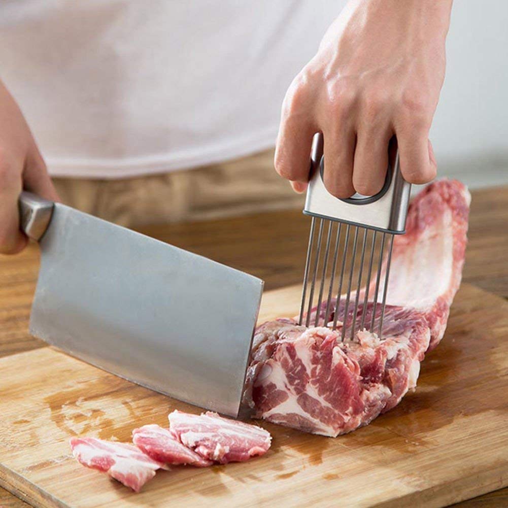 P-Plus International odour eliminator Stainless Steel Tomato Onion Holder Vegetable Potato Cutter Slicer tools Cutter Kitchen Gadgets for Slicing