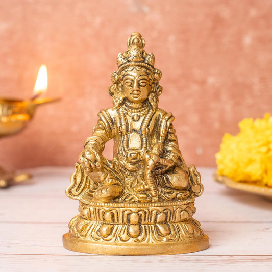 The Advitya Brass Kuber Statue for Vastu|Brass Kuber Idol|Kuber Murti|Kubera Statue for Wealth Prosperity, Pooja, Temple, Home, Office, Business, Good Luck Gift (Model 5), Religious